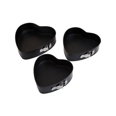 Set of Three Heart Shaped Springform Cake Tins