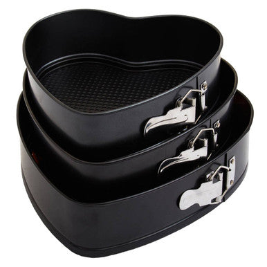 Set of Three Heart Shaped Springform Cake Tins