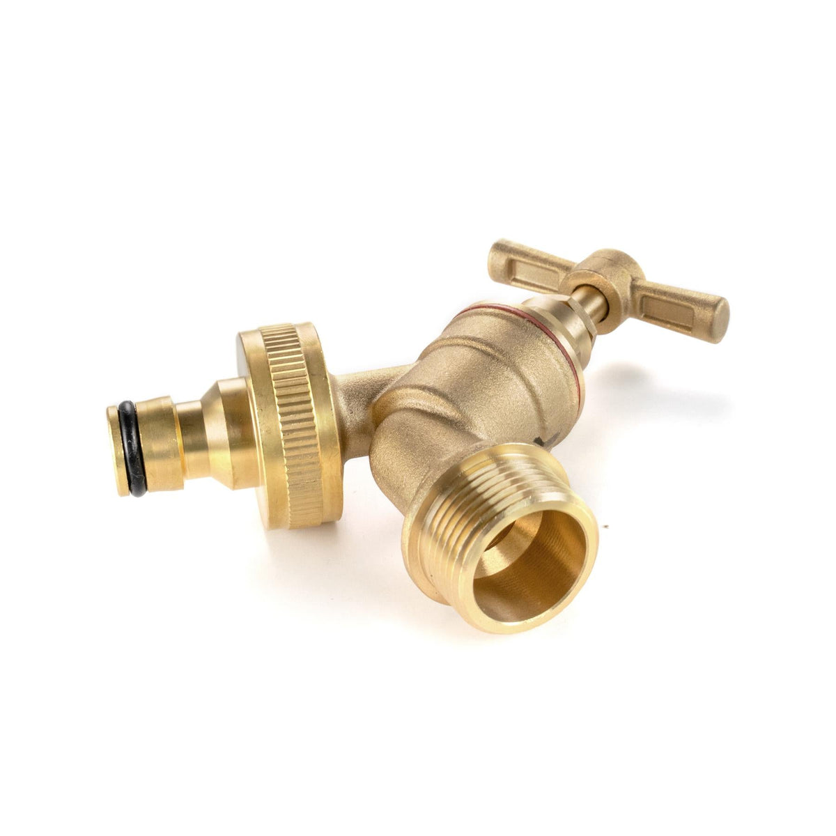 25mm MDPE Tee & Brass Bib Tap – Quick-Connect Outlet