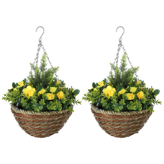 2 x Artificial Lisianthus Flower Hanging Planter Basket