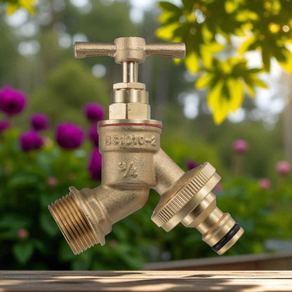 25mm MDPE Tee & Brass Bib Tap – Quick-Connect Outlet