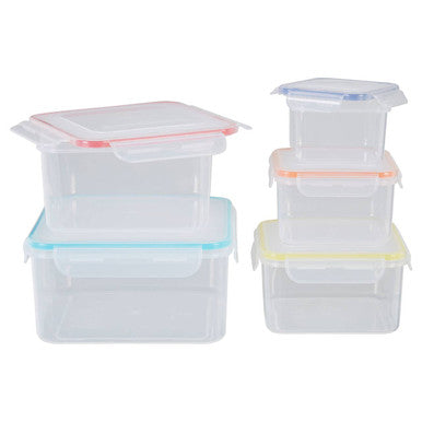 5 Piece Square Food Containers with Airtight Lids