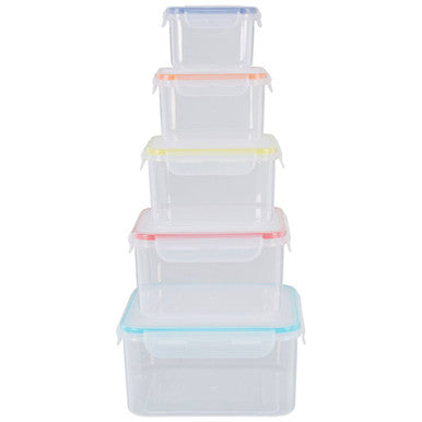 5 Piece Square Food Containers with Airtight Lids
