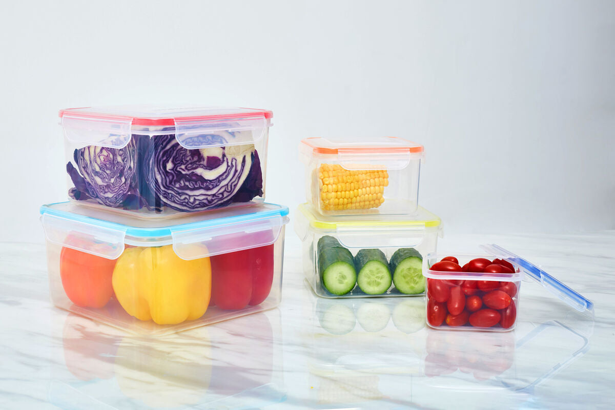 5 Piece Square Food Containers with Airtight Lids