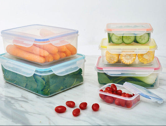 6 Piece Rectangular Food Containers with Airtight Lids