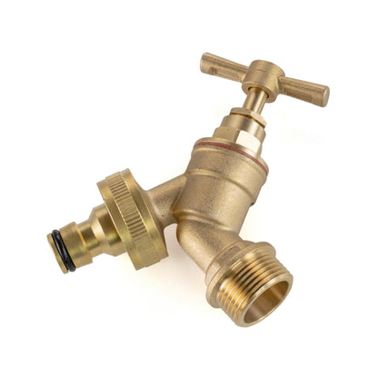 32mm MDPE Tee & Brass Bib Tap – Quick-Connect Outlet