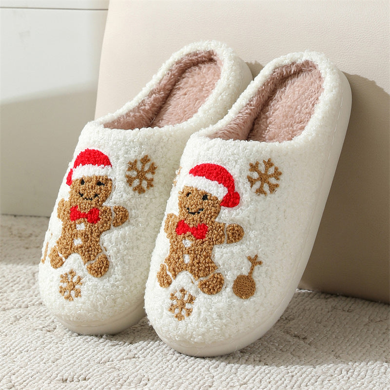 Christmas Snowflake Winter Gingerbread Man Slippers