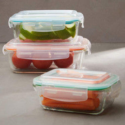 Set of 3 Rectangular Glass Containers