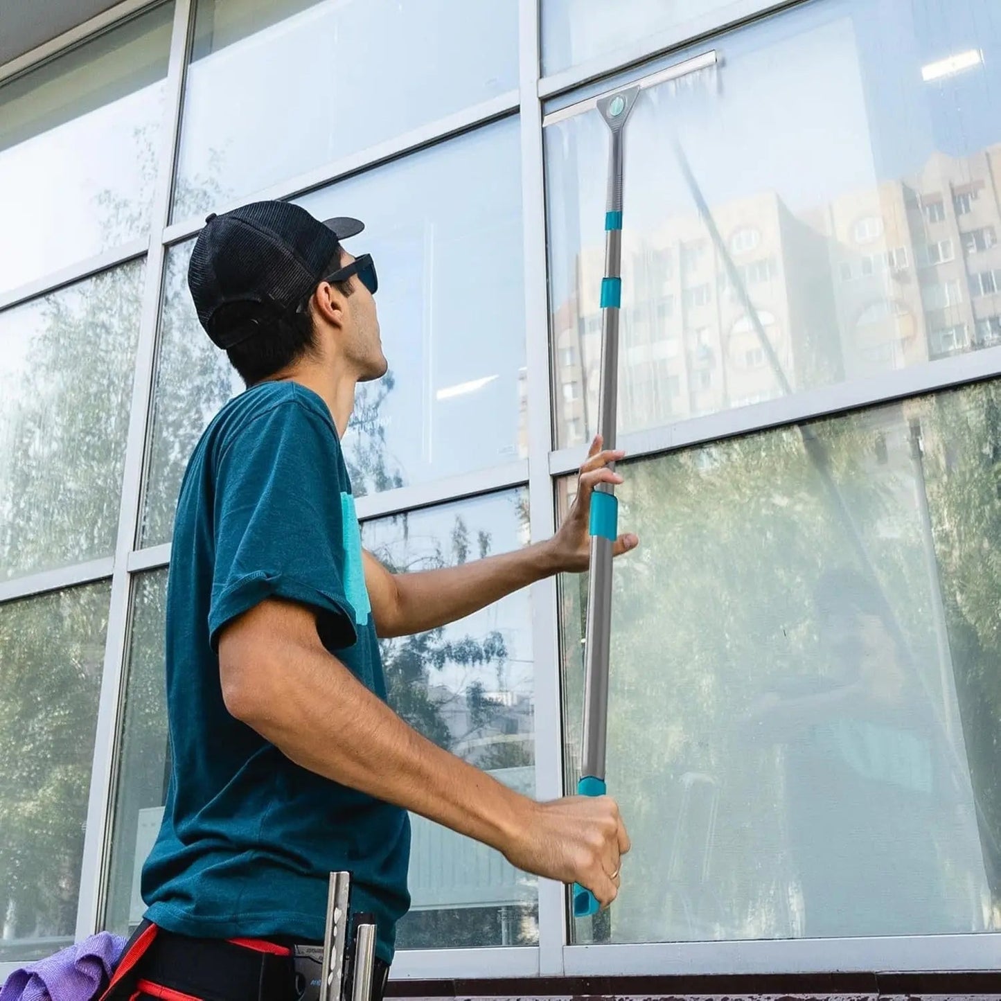 Window Cleaning Kit Telescopic Squeegee Mop Wash Wipe Tool Set Extension Pole