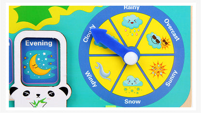 Wooden Weather Season Calendar Clock Time Educational Kids Toy
