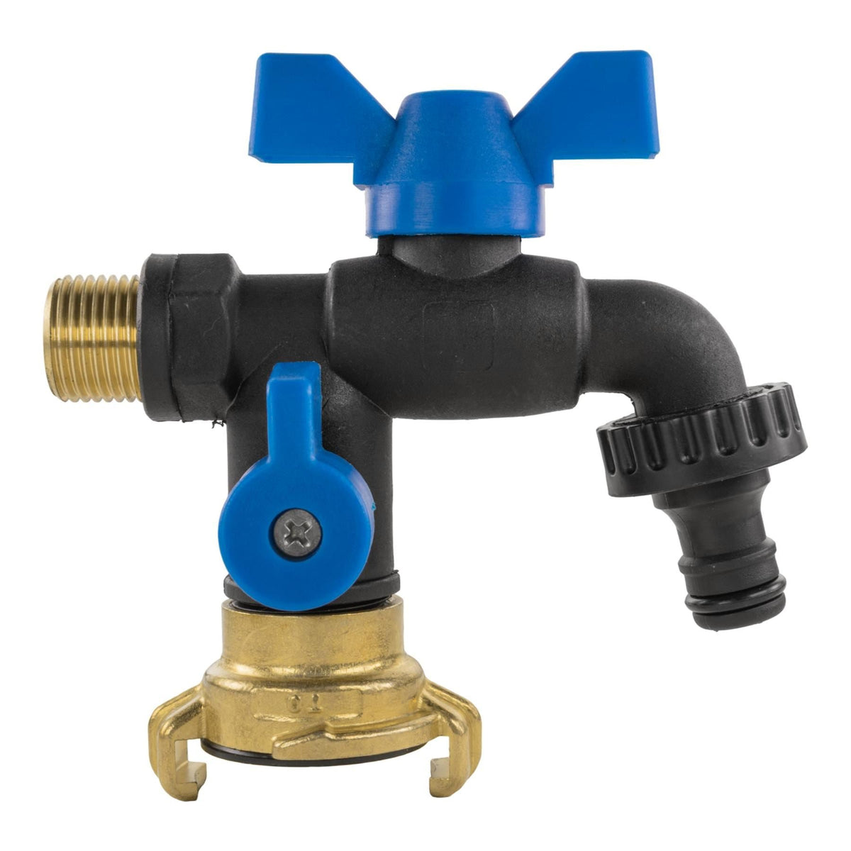 ½″ BSP Nylon Double Garden Tap – Bib Handle & Brass Claw