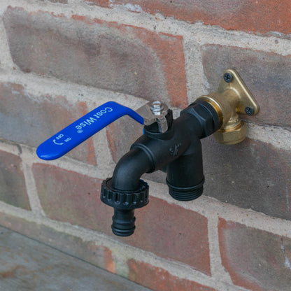 15mm Copper Wall-Mount Tap Kit – Double Lever Tap & PTFE