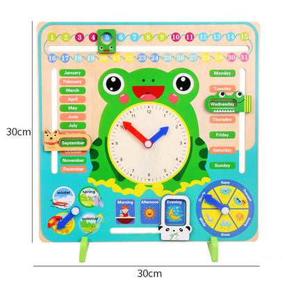 Wooden Weather Season Calendar Clock Time Educational Kids Toy