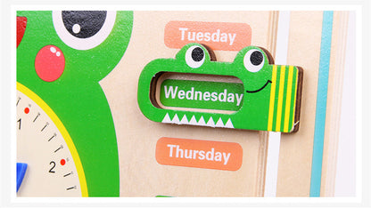 Wooden Weather Season Calendar Clock Time Educational Kids Toy