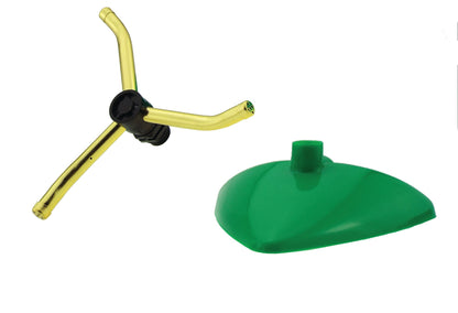3-Arm Rotating Sprinkler – Brass Arms & Green Leaf Base