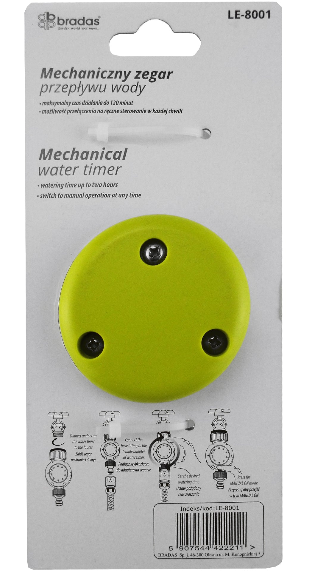 Lime Mechanical Water Timer – Up to 120 Minutes