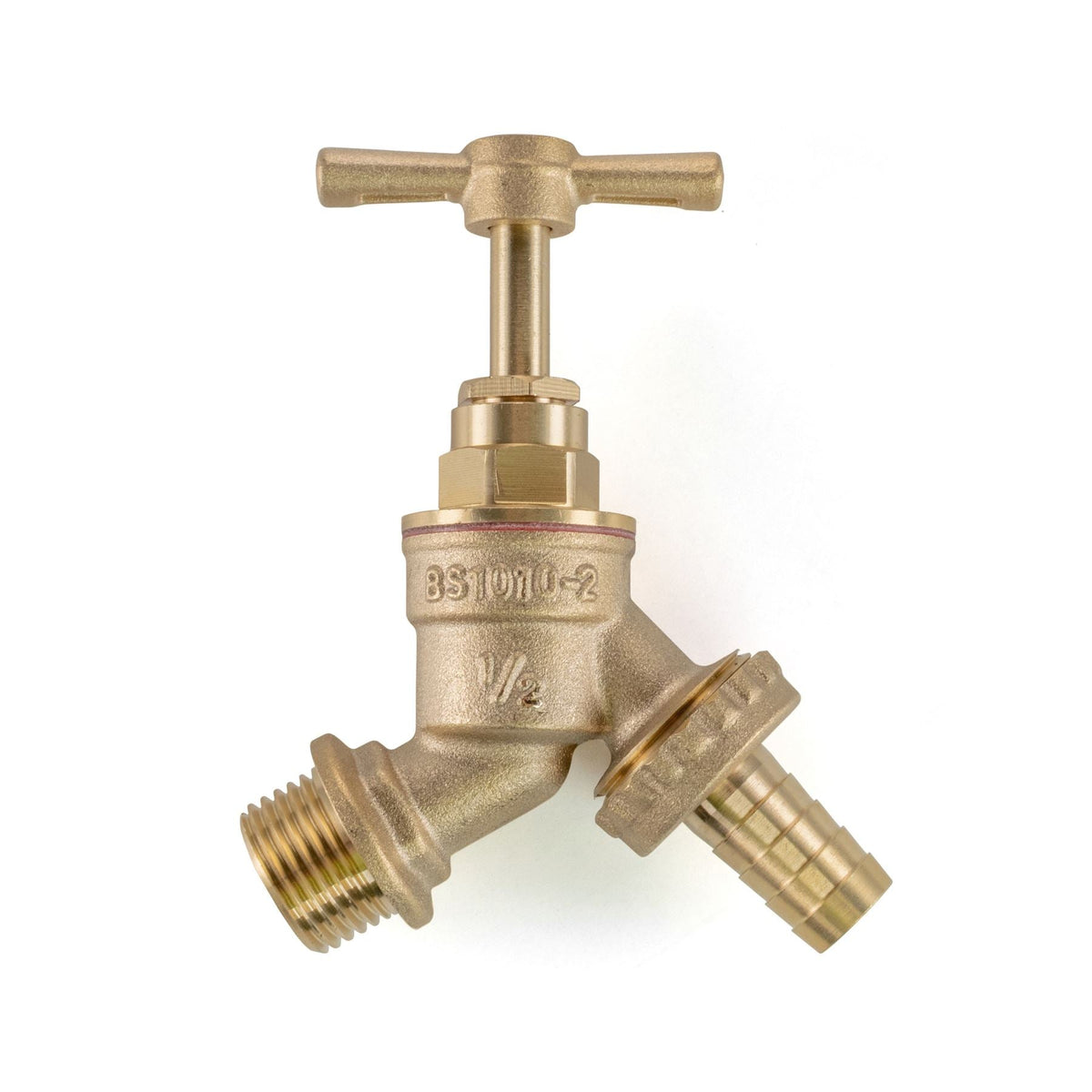 20mm MDPE Tee & Brass Bib Tap – ½″ Hose Barb