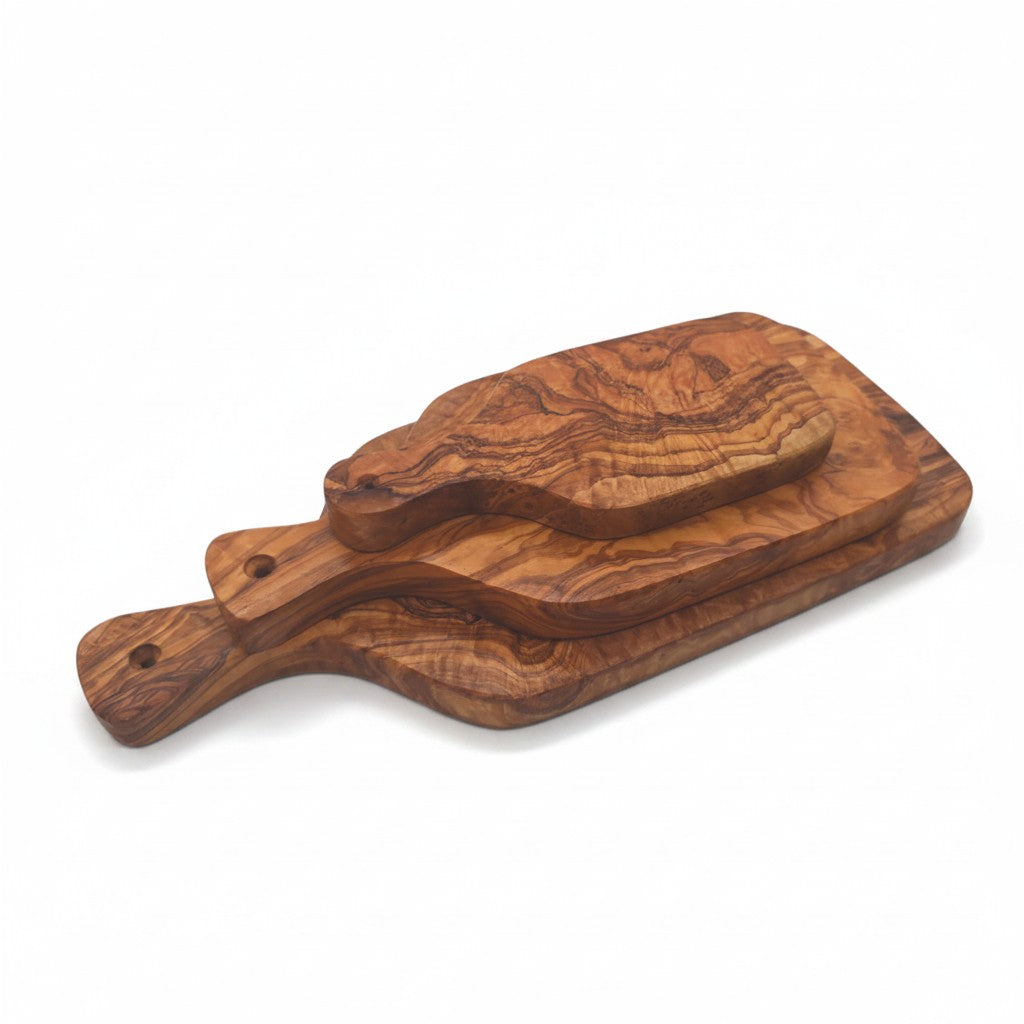 Handmade Olive Wood Rectangular Paddle Board with Handle & Hanging Hole 33–45 cm