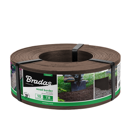 Bradas Brown Wood-Effect Lawn Edging – 78mm × 10m