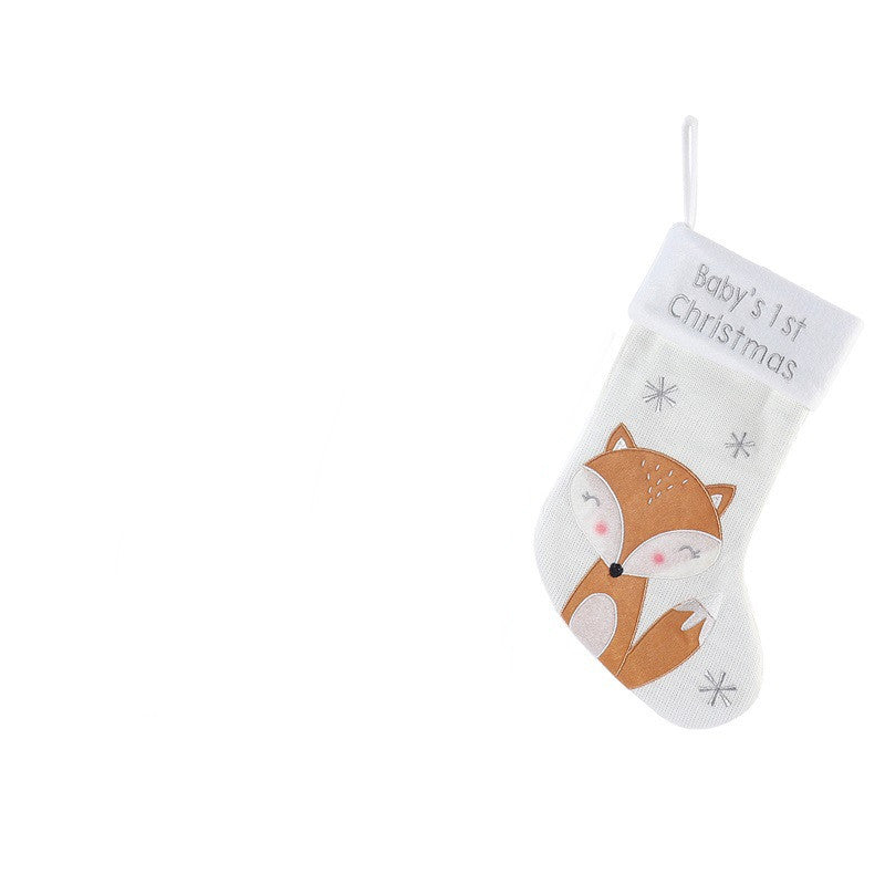 Christmas Fox Baby's 1st Christmas Wool Stocking