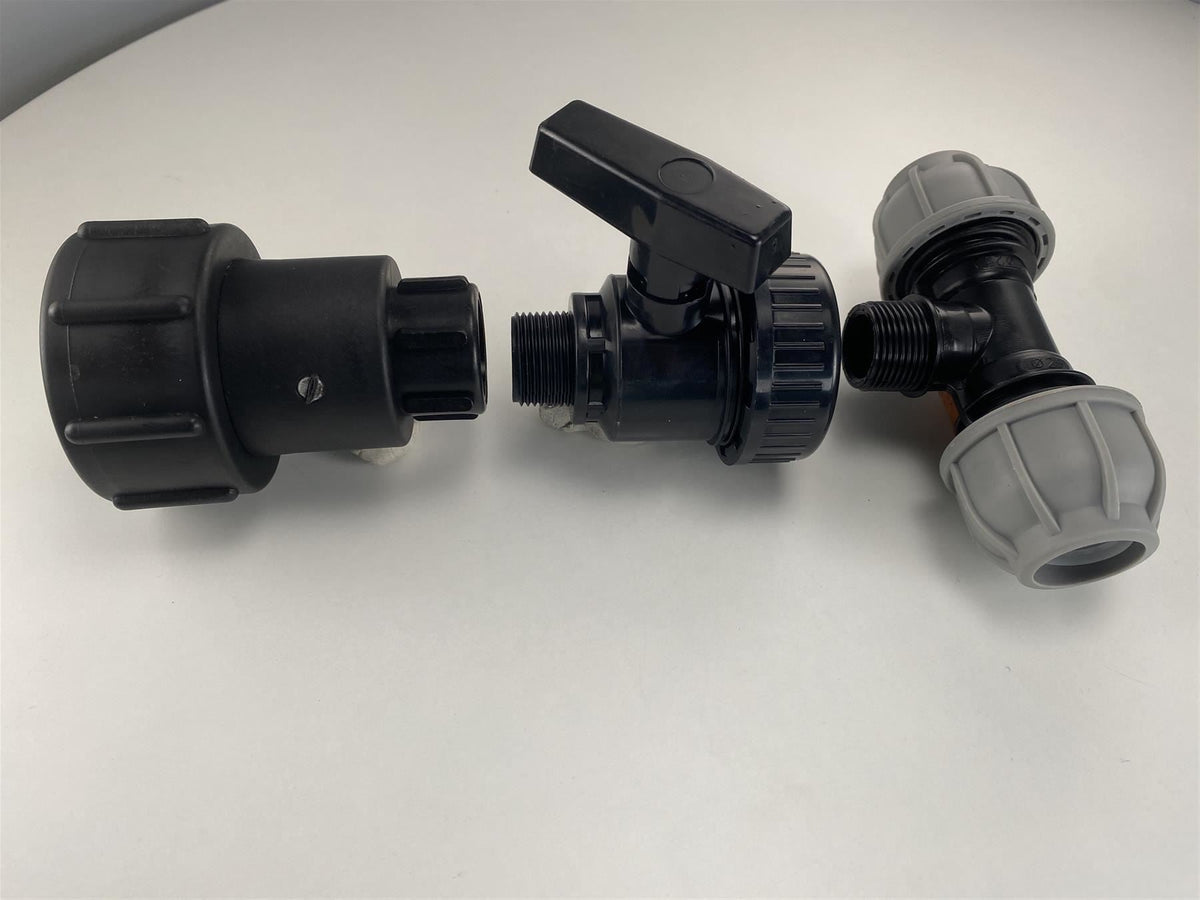 S60×6 IBC Extender & Valve Kit – 20mm MDPE Tee