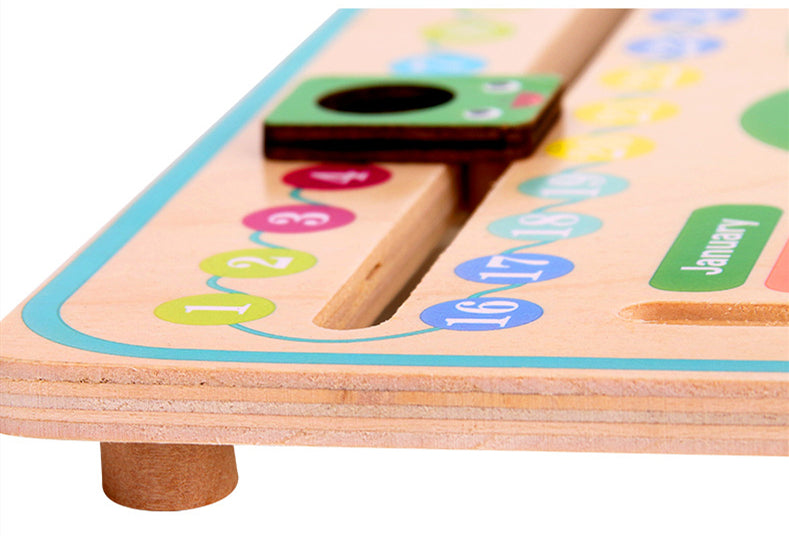 Wooden Weather Season Calendar Clock Time Educational Kids Toy