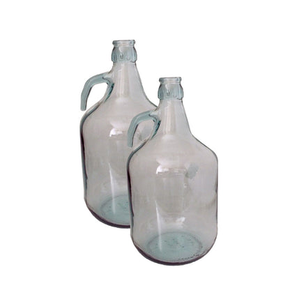 2 × 5L Glass Demijohns – Plain Bottles with Handles