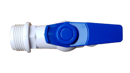 ¾″ BSP Male Plastic Tap with ½″ Hose Barb – White & Blue