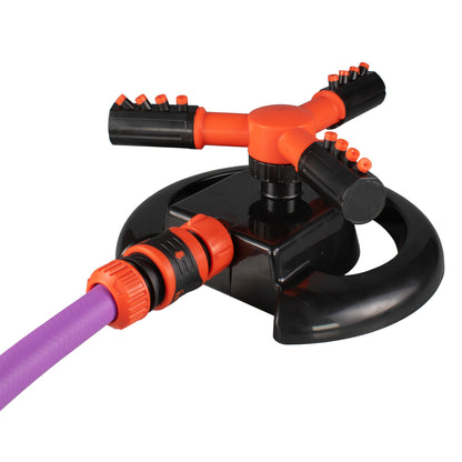 3-Arm Adjustable Rotating Lawn Sprinkler (Black/Orange)