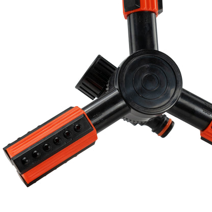 Rotary Lawn Sprinkler on Spike with Adjustable Arms (Black/Orange)