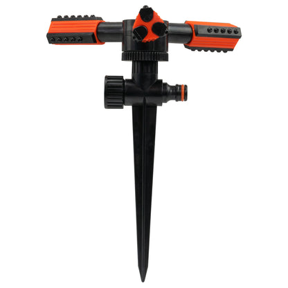 Rotary Lawn Sprinkler on Spike with Adjustable Arms (Black/Orange)