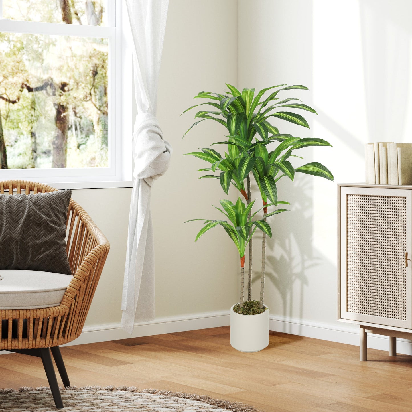 Artificial Dracaena Tree with Bendable Trunks, Green 120cm