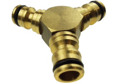 Brass Three-Way Male Snap-On Hose Connector