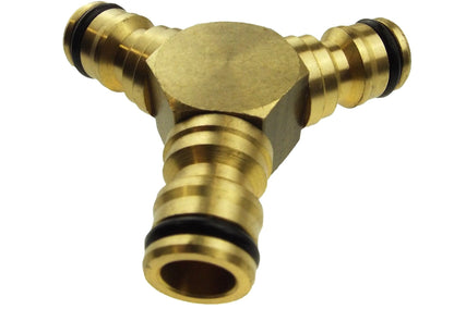 Brass Three-Way Male Snap-On Hose Connector