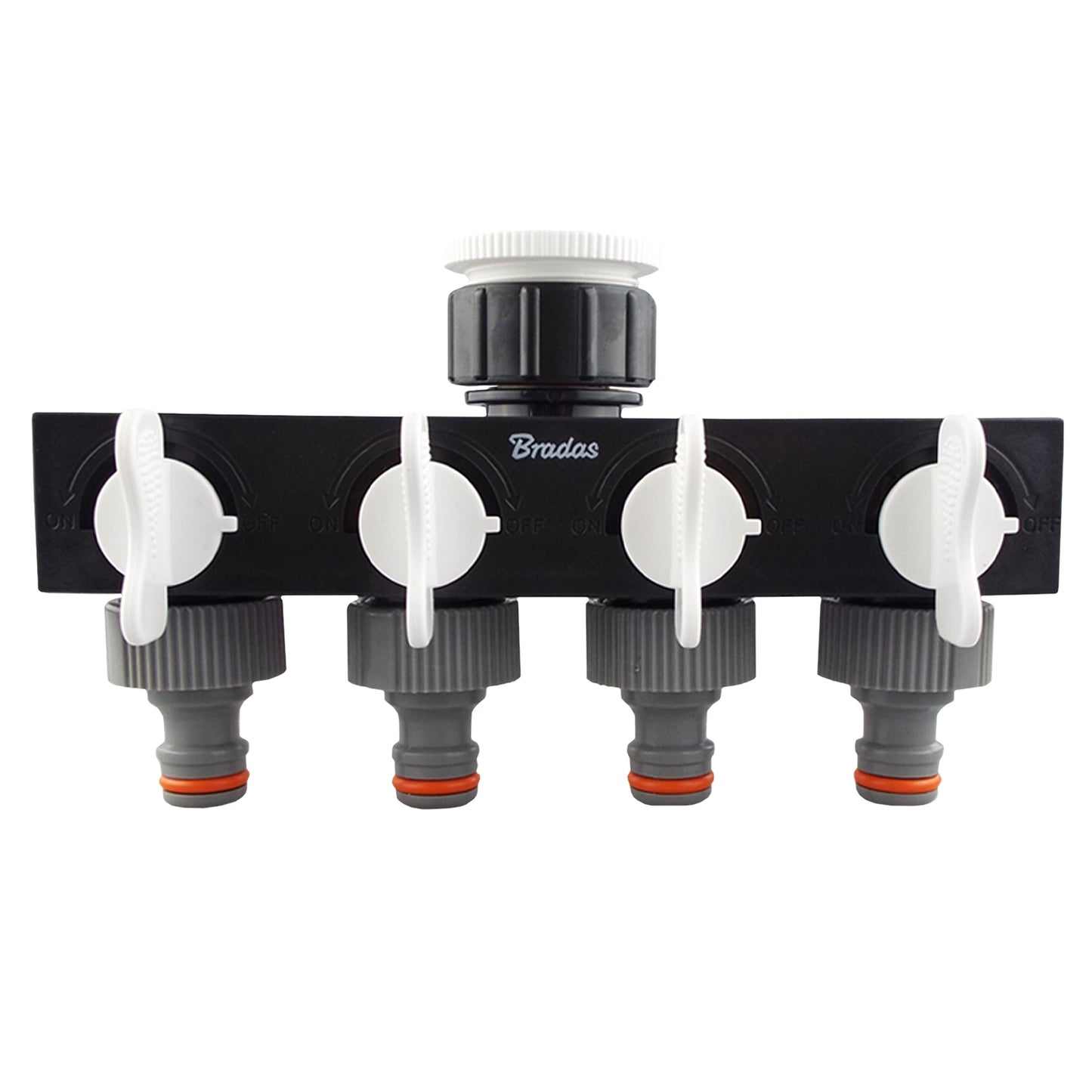 4-Way Splitter with Valves Grey/White