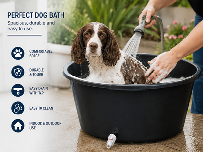 65L Round Dog Washing Tub with Fitted Drain Valve