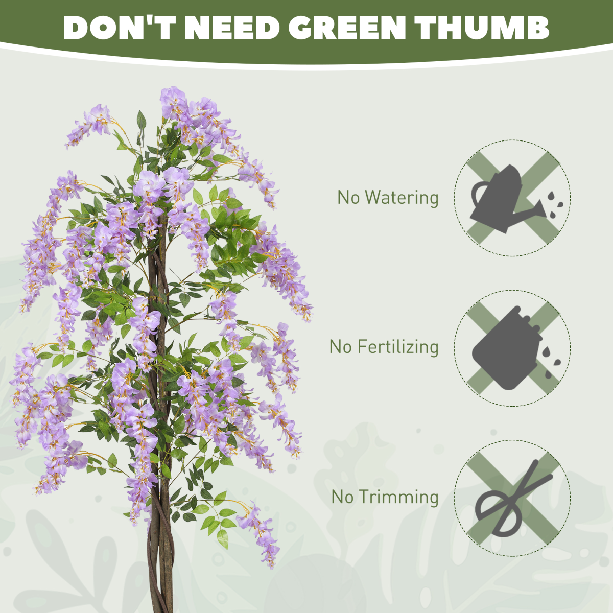 Artificial Wisteria Flower, Purple, 180cm