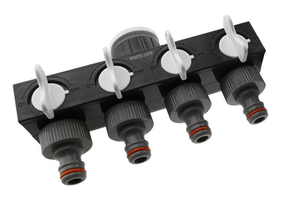 4-Way Splitter with Valves Grey/White