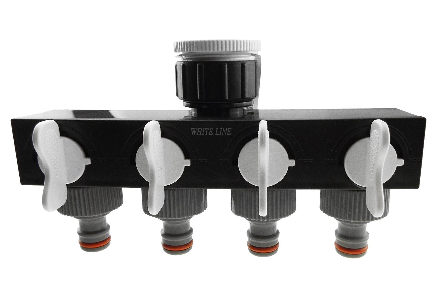 4-Way Splitter with Valves Grey/White