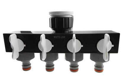 4-Way Splitter with Valves Grey/White