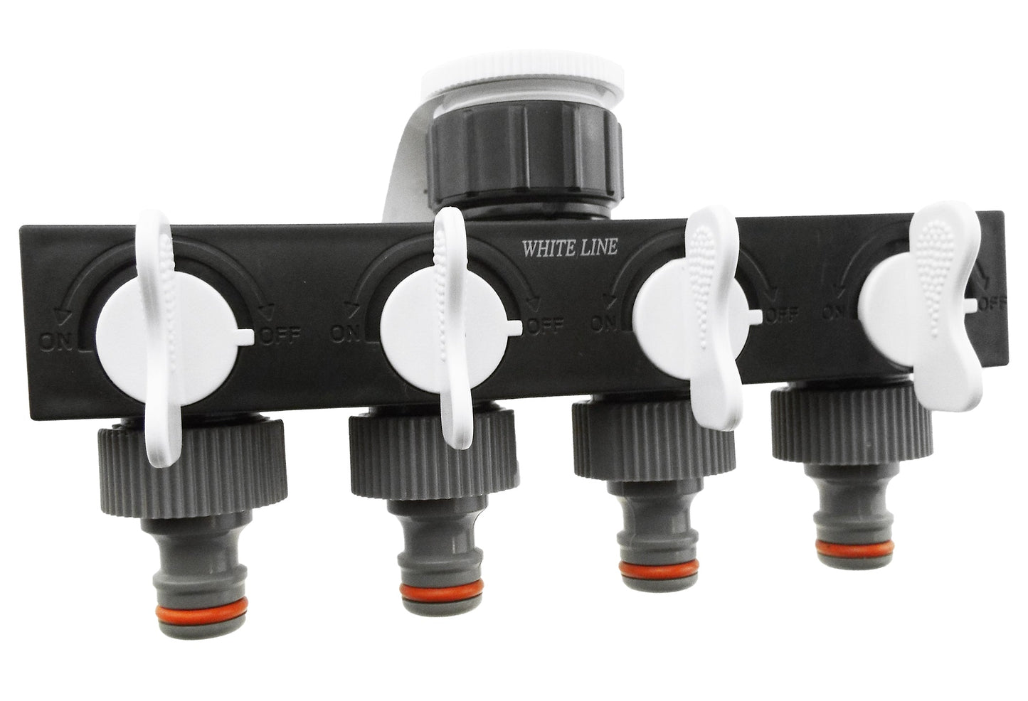4-Way Splitter with Valves Grey/White