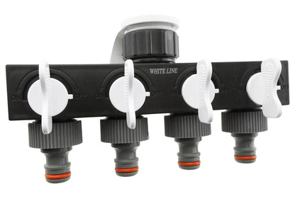 4-Way Splitter with Valves Grey/White
