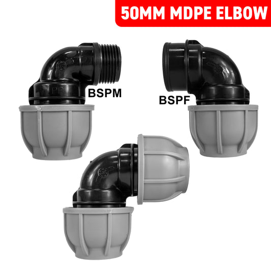 50mm MDPE Pipe Elbow Compression Fittings