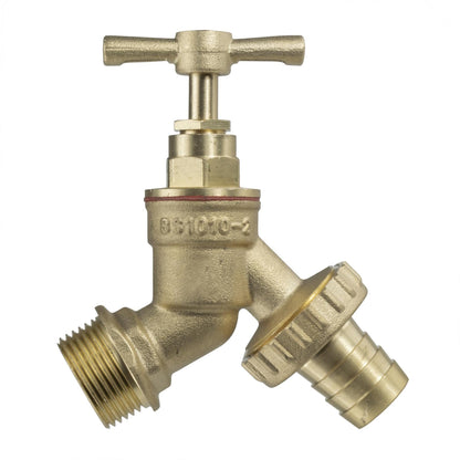 20mm MDPE Tee & Brass Bib Tap – ½″ Hose Barb
