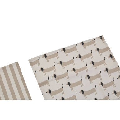Set of Three Tea Towels Sausage Dog Print