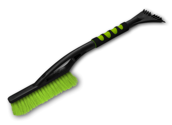 2-in-1 Snow Brush & Ice Scraper with Foam Grip – Black/Lime