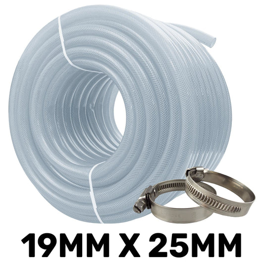 19mm ID Clear Braided PVC Hose Kit – Two A2 Clips