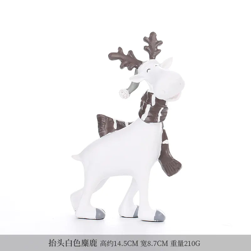 Nordic Elk Decorative Resin Figurine – Pastel Home Ornament