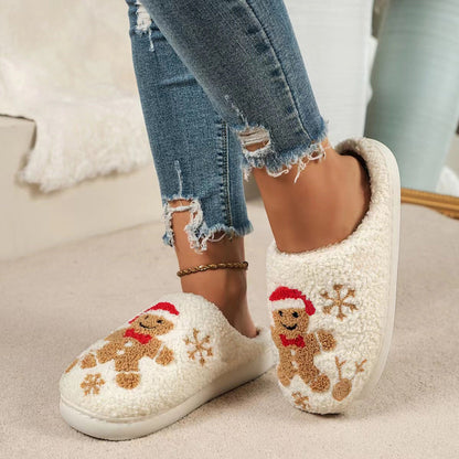 Christmas Snowflake Winter Gingerbread Man Slippers