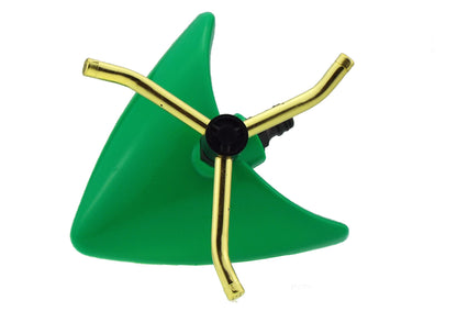 3-Arm Rotating Sprinkler – Brass Arms & Green Leaf Base